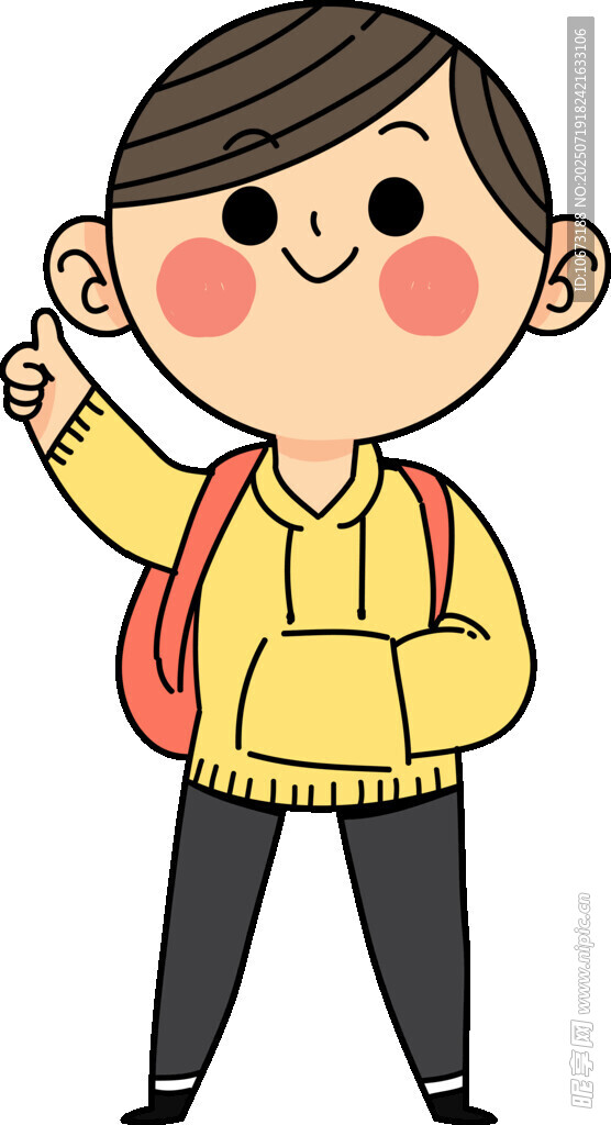 背着书包的可爱小男孩