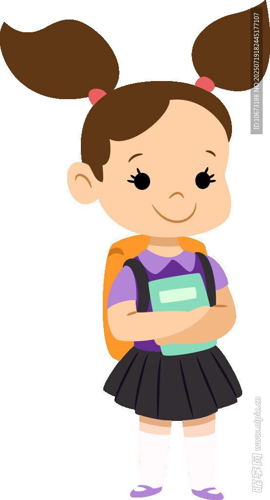 背着书包的可爱小女孩