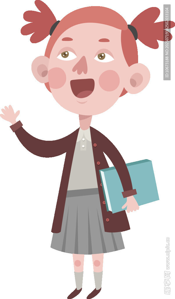 开心上学的小女孩