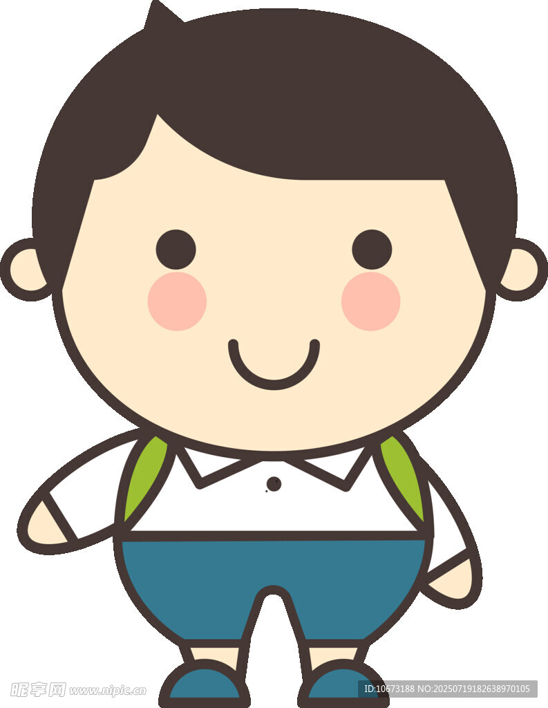 背着书包的可爱小男孩