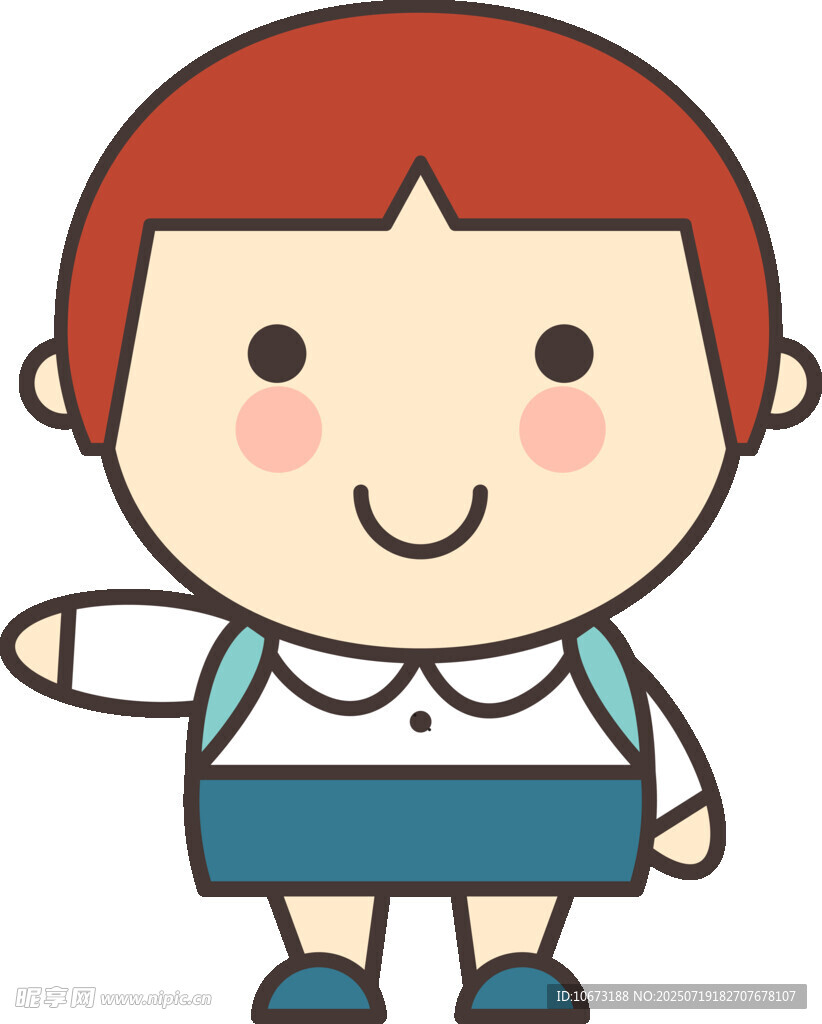 可爱背书包的卡通小学生