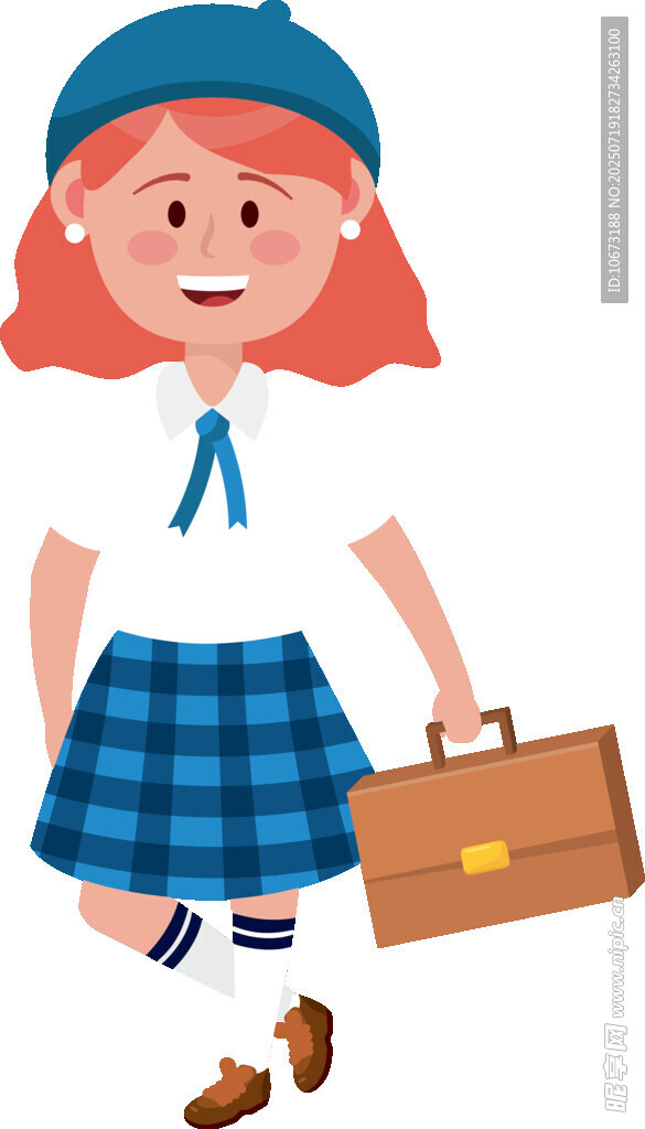 背着书包的可爱女学生