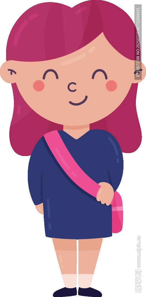 背着包的可爱红发女孩