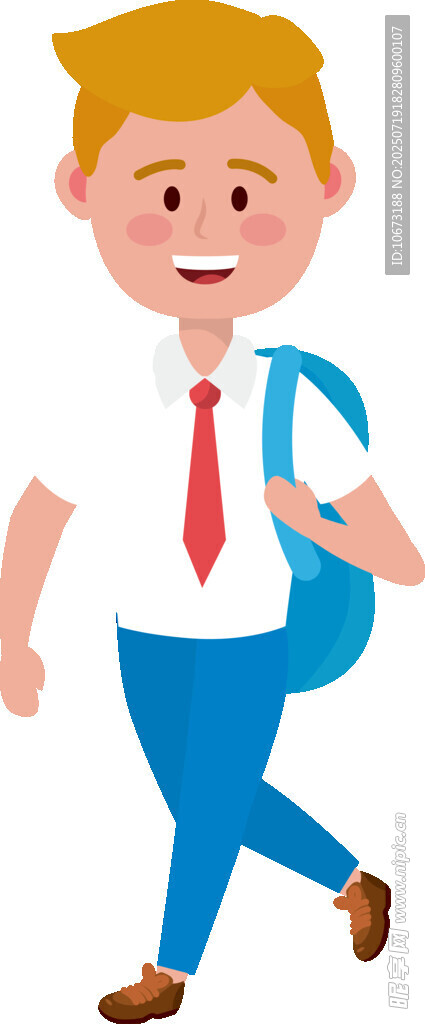 背着书包上学的小男孩