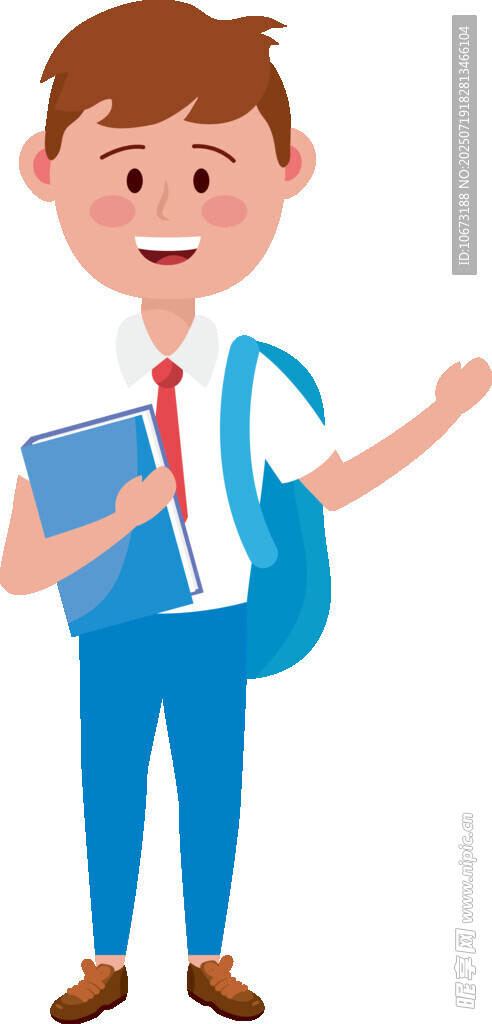 背着书包上学的小男孩