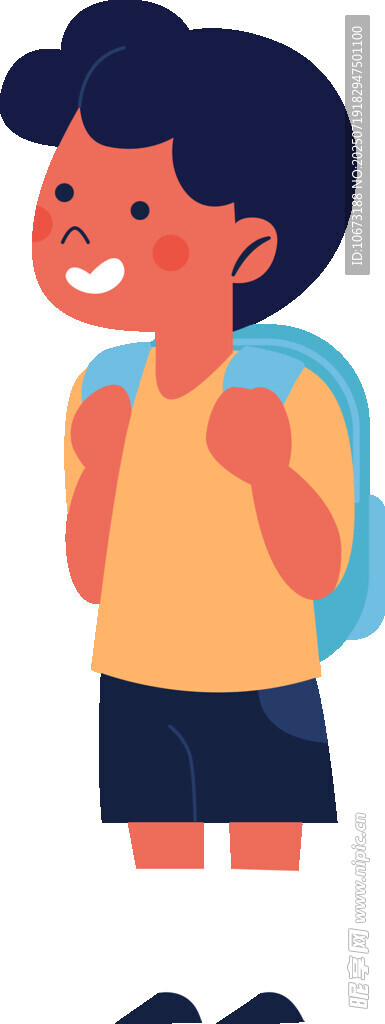 背着书包的快乐小男孩