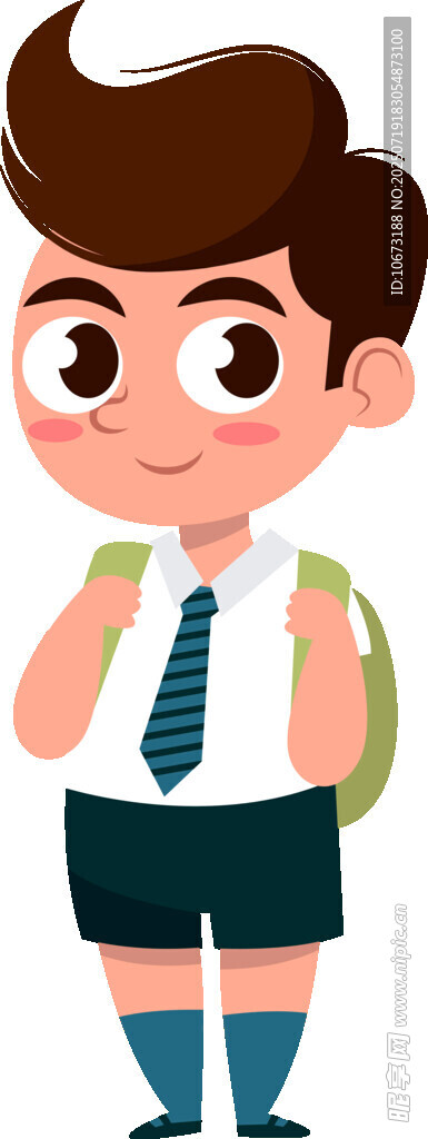 背着书包的可爱小男孩