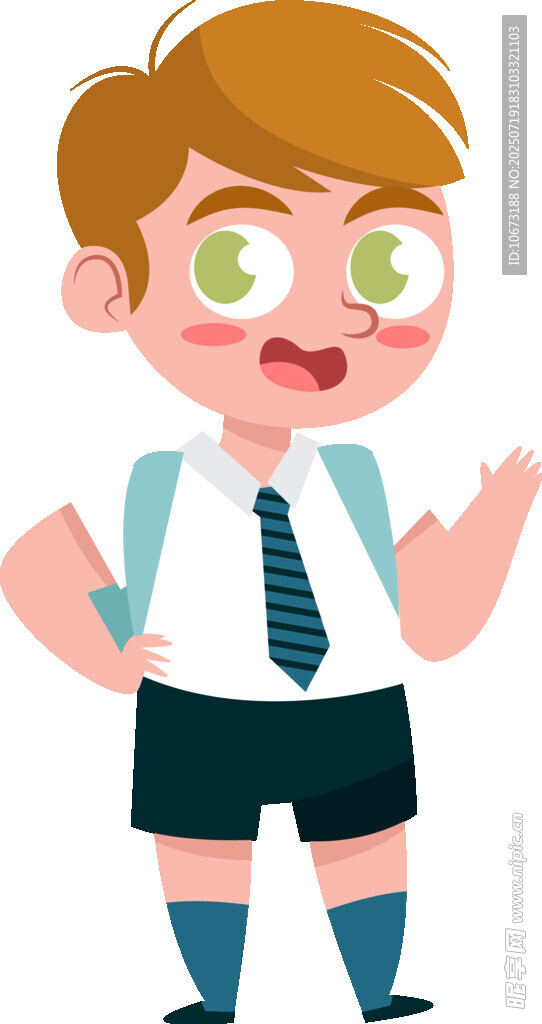 穿校服的开心小男孩