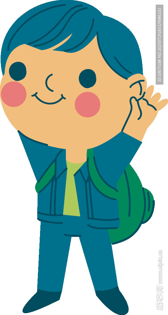 背着书包的可爱小男孩
