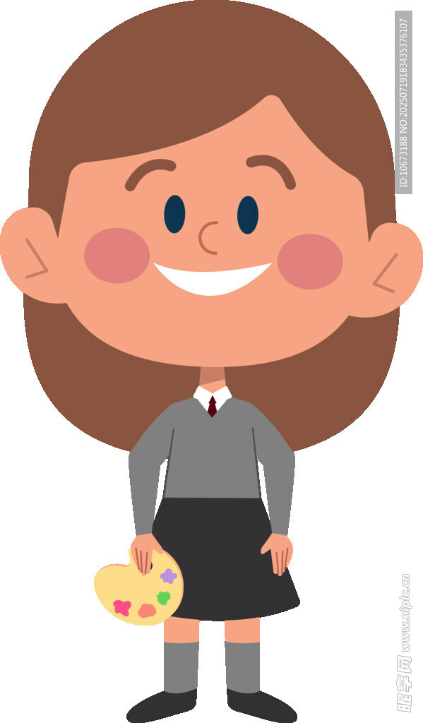 拿调色板的可爱女学生
