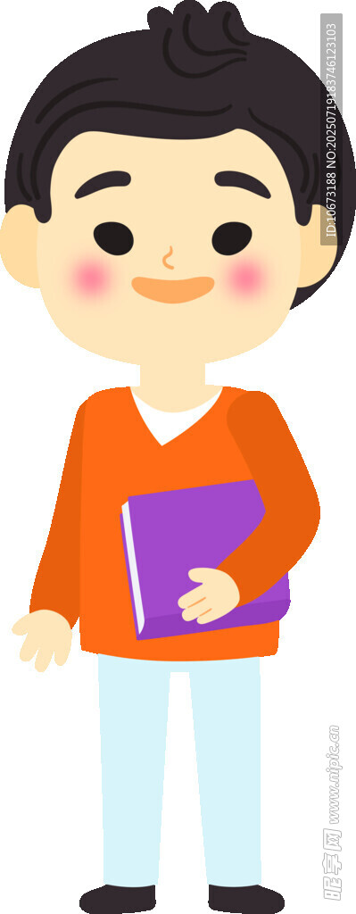 手持书本的可爱男孩