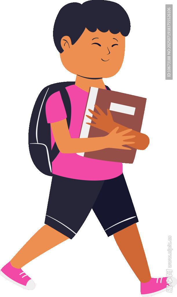 背着书包上学的小男孩