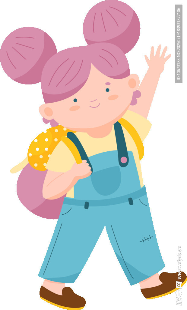 背着书包上学的可爱女孩