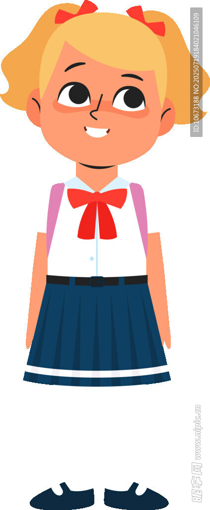 可爱卡通小女孩学生装扮