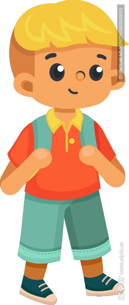 背着书包的小男孩