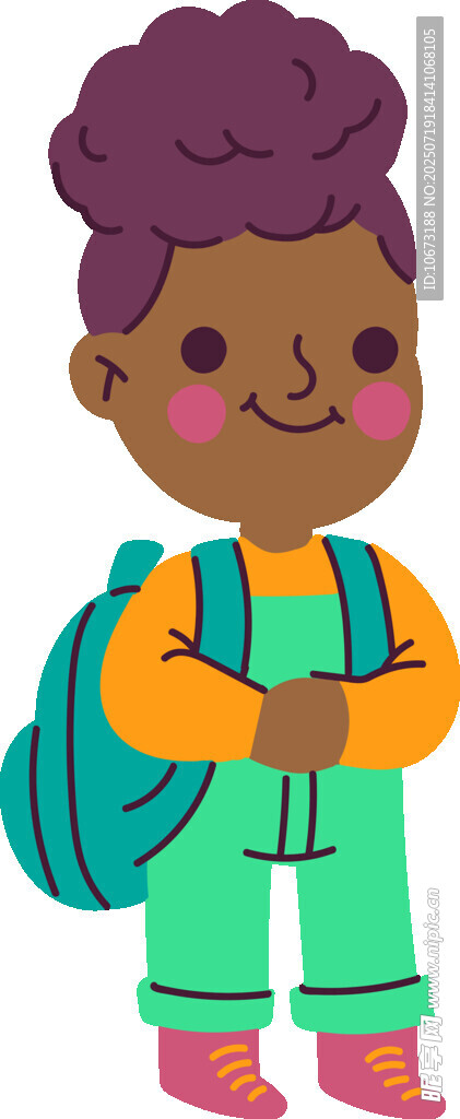 背着书包的可爱小女孩