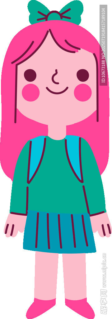 背着书包的可爱小女孩