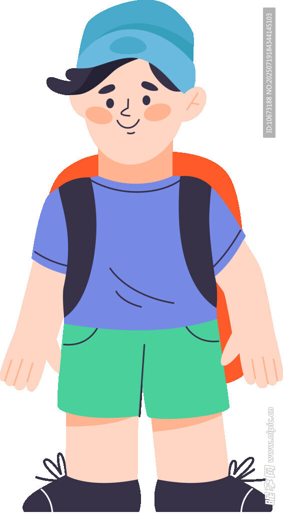 背着背包的户外小男孩