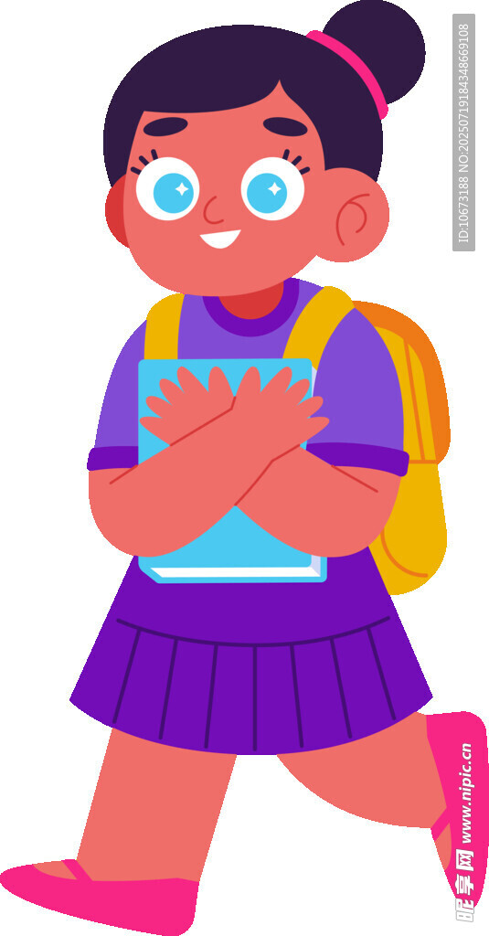 奔跑上学的可爱小女孩