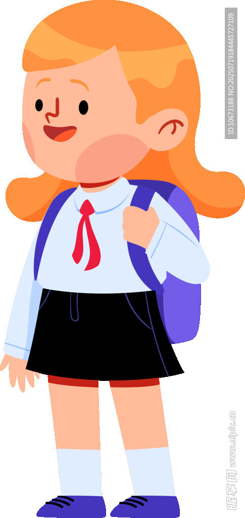 背着书包的可爱小女孩