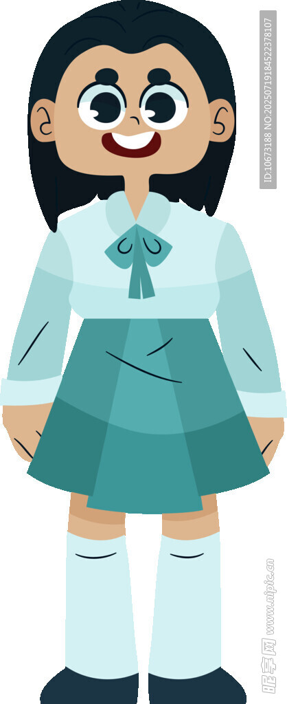 可爱卡通风格的校服女孩