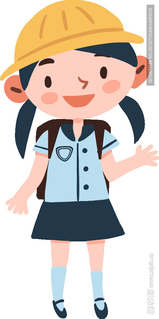 戴帽校服小女孩