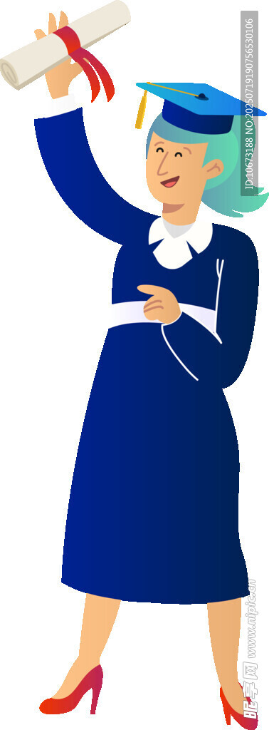毕业女生抛学士帽庆祝