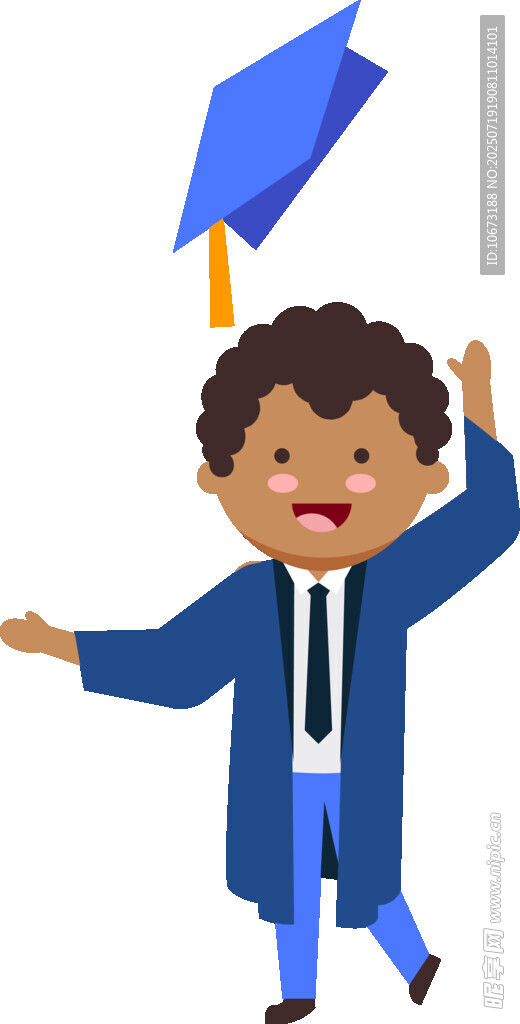 小男孩开心抛学士帽