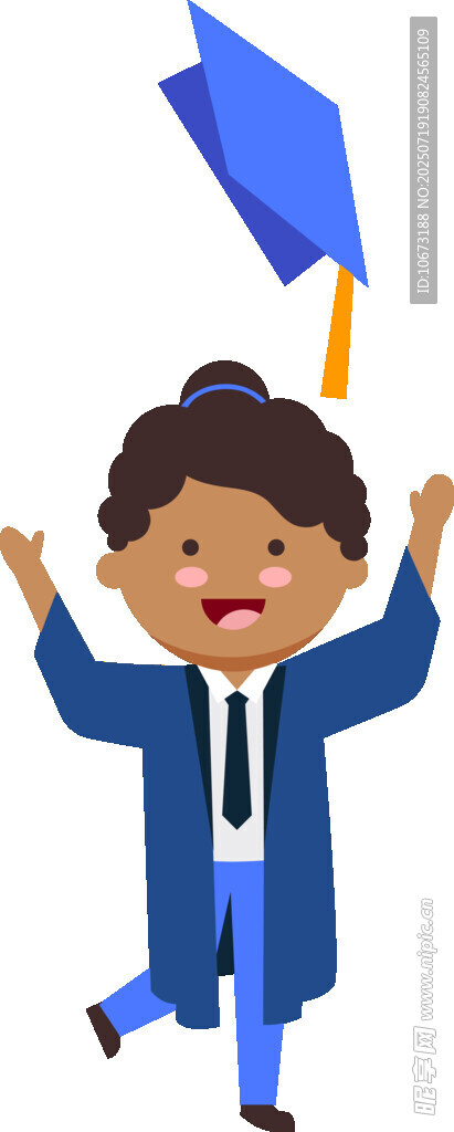 毕业少年抛学士帽庆祝
