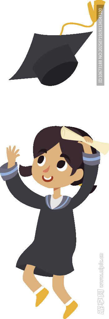 跳跃庆祝毕业的学士服女孩