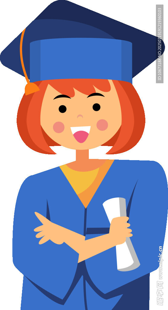 毕业女孩手持文凭展笑颜