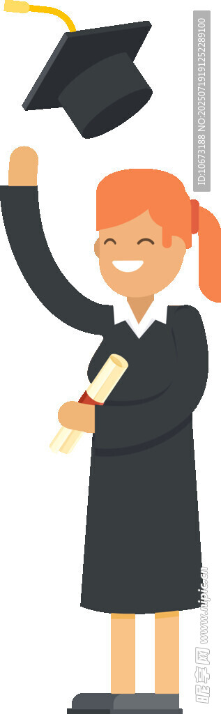 毕业女孩抛学士帽庆祝