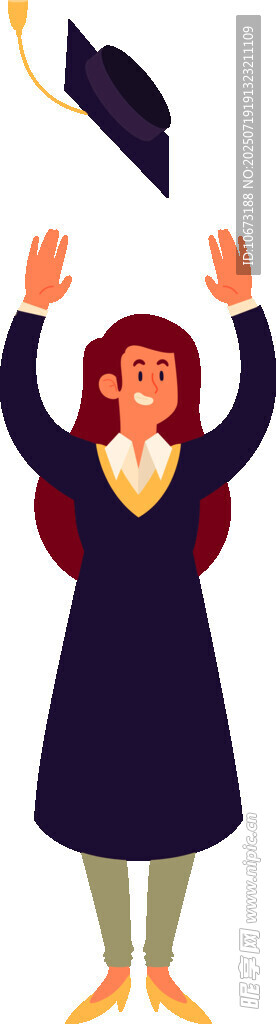 女孩抛学士帽庆祝毕业