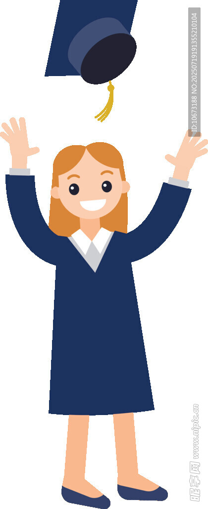女孩欢呼学士帽抛向空中