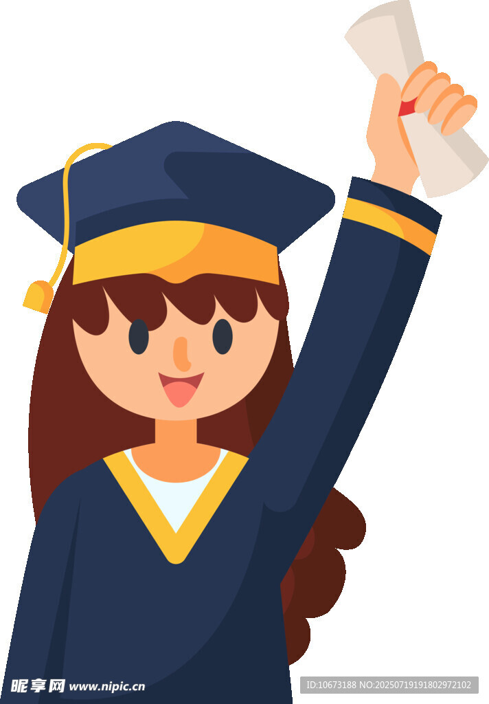 毕业女孩高举文凭
