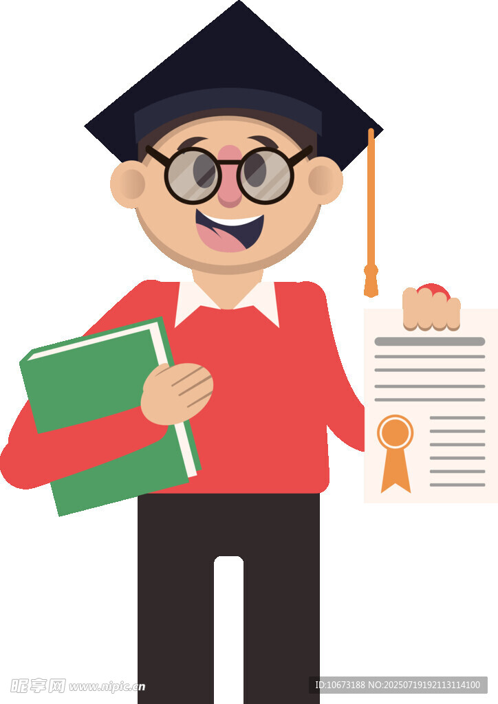毕业学子手持证书与书籍