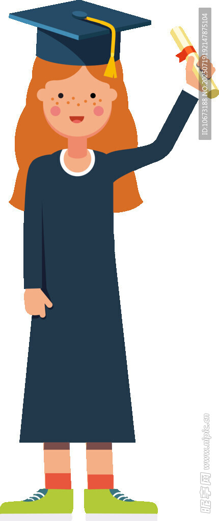 女孩毕业手持文凭与学士帽
