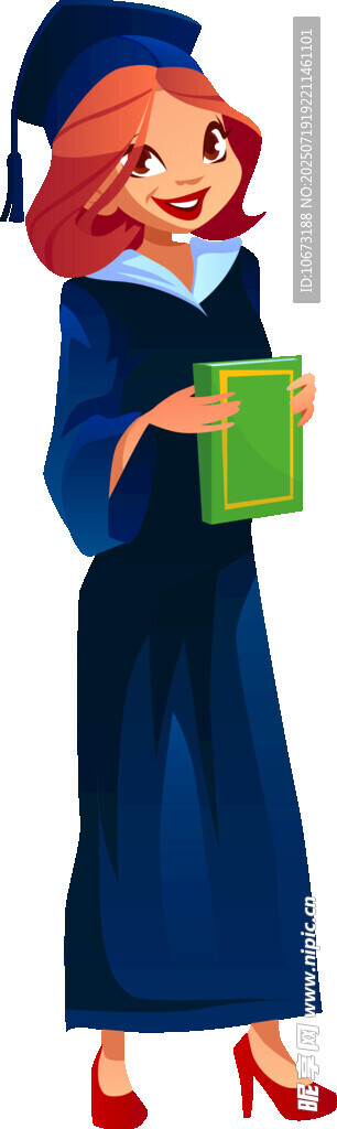 毕业女生手持礼盒