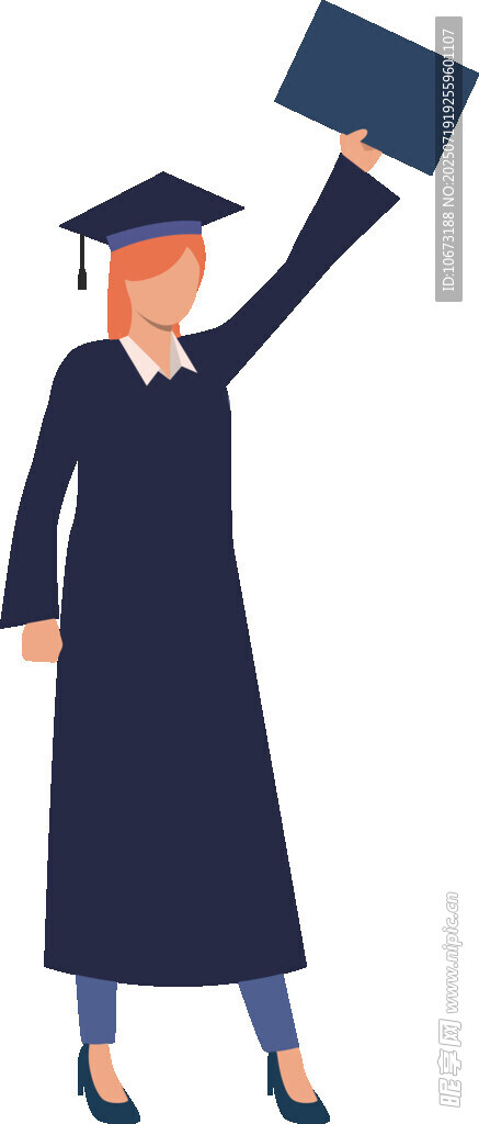 毕业女生高举学士帽庆祝