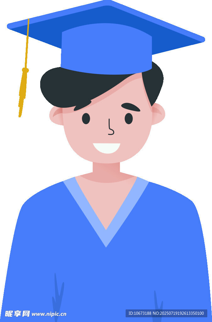蓝色学士服毕业形象