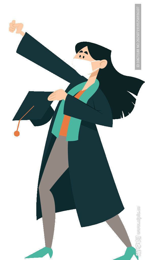 毕业女生开心抛学士帽