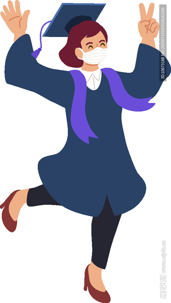欢呼跳跃的毕业女生