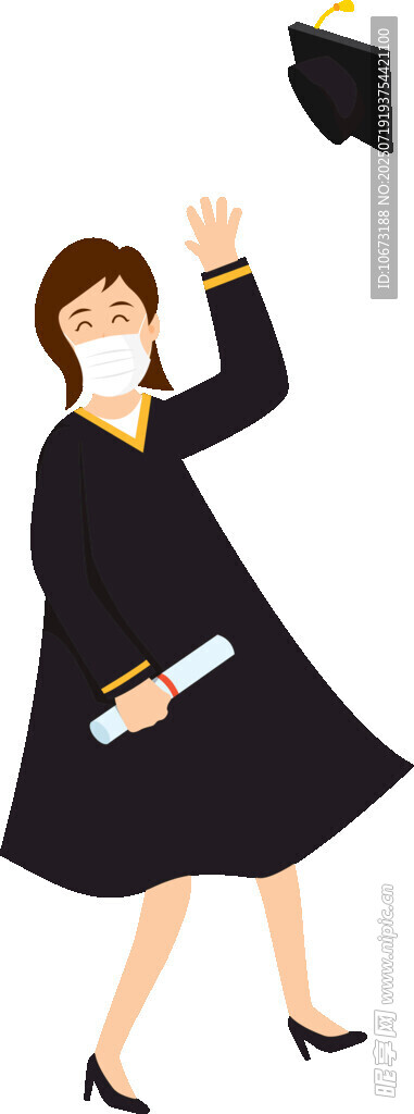 女生毕业抛帽欢庆时刻