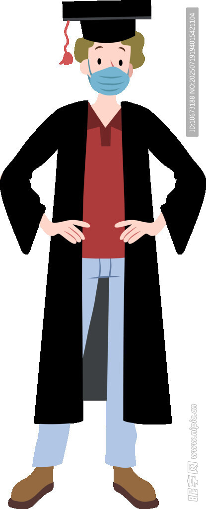 戴口罩的学士服毕业生