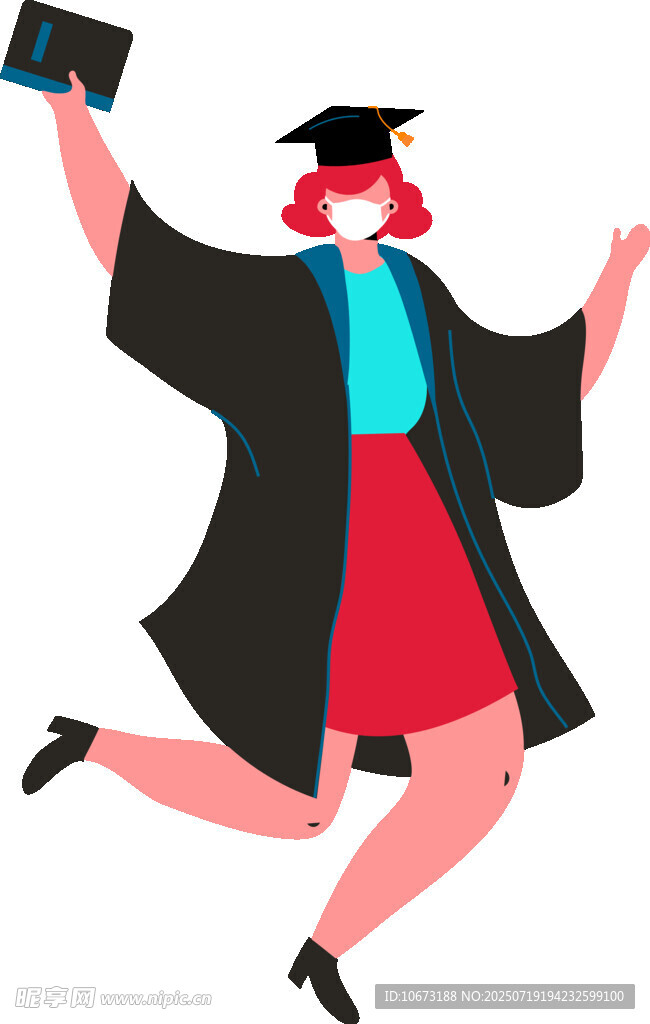 毕业女孩欢乐抛学士帽