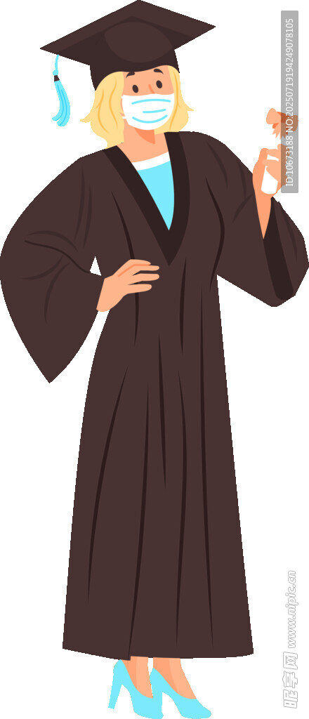 毕业女生身着学士服微笑