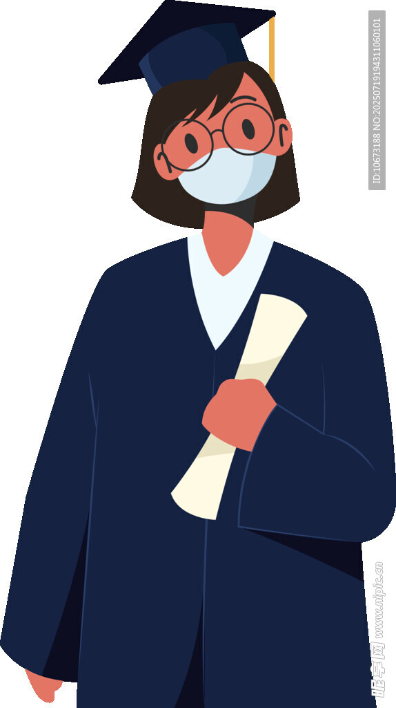 戴口罩的毕业女生