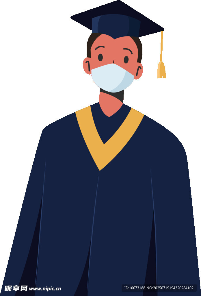 戴口罩的毕业学士