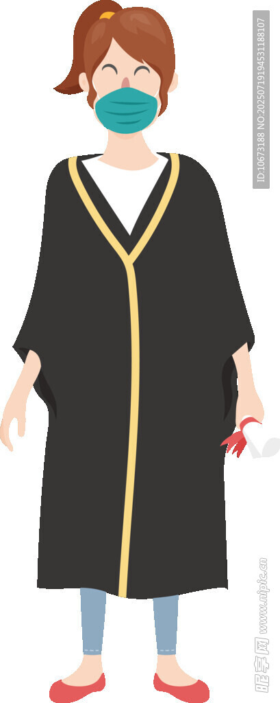 戴口罩的学士服人物形象