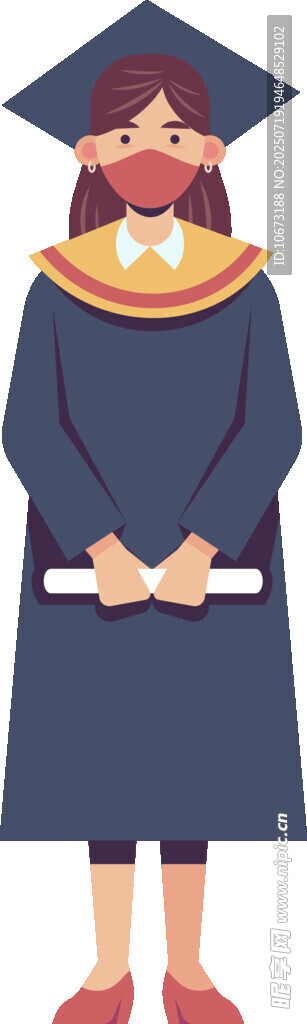 毕业女孩身着学士服微笑
